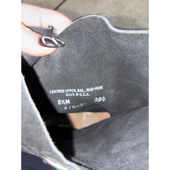 Vintage Pinwheels Western Black Suede BootsTurquoise Fringe Size 8.5 Cowboycore - Picture 6 of 7